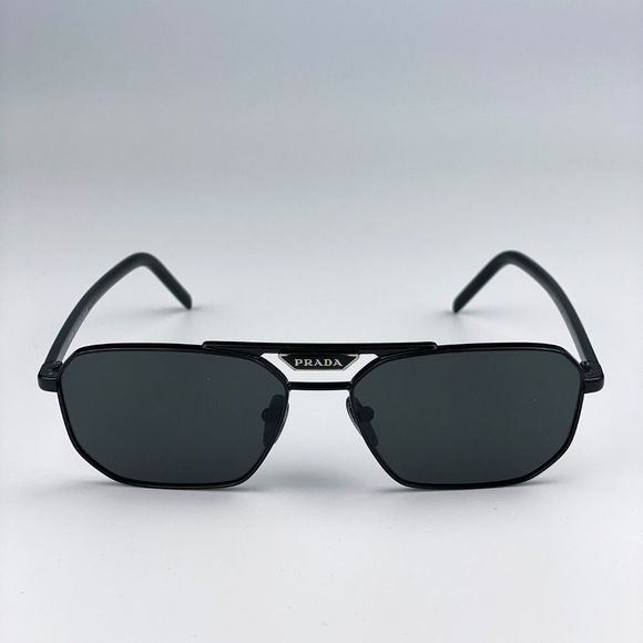 Prada PR58YS 1AB5S0 Sunglasses Black Dark Grey Pilot Metal Unisex - Picture 8 of 14